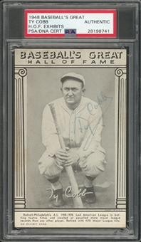 Ty Cobb Signed 1948 "Baseballs Great Hall of Fame" Exhibit Card – PSA/DNA Authentic